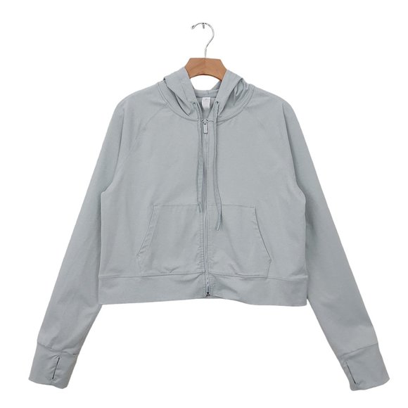 Yogalicious Hoodie Womens Large Light Gray Full Zip Crop Soft Fabric Athletic - Picture 1 of 10
